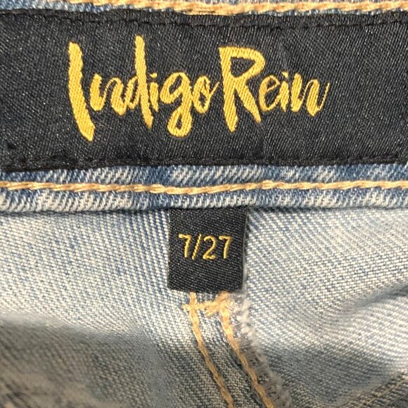 Indigo Rein High Rise High Waist Jean Shorts Cutoffs Distressed Retro Size 7 27 - Picture 8 of 10